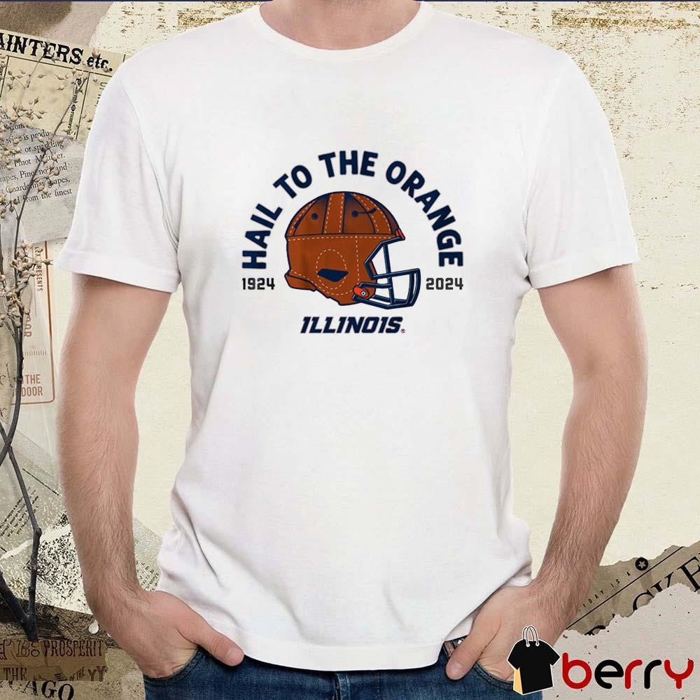Illinois Fighting Illini Football The 100-Year Helmet Hail To The Orange 1924 – 2024 t-shirt