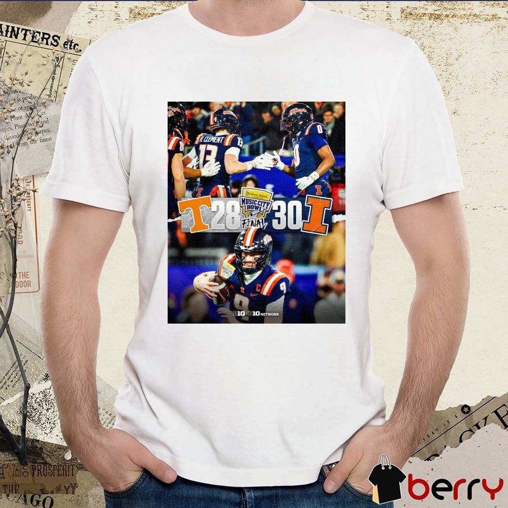 Illinois Fighting Illini defeated Tennessee Volunteers Final Score 30 – 28 2025 Music City Bowl Poster t-shirt