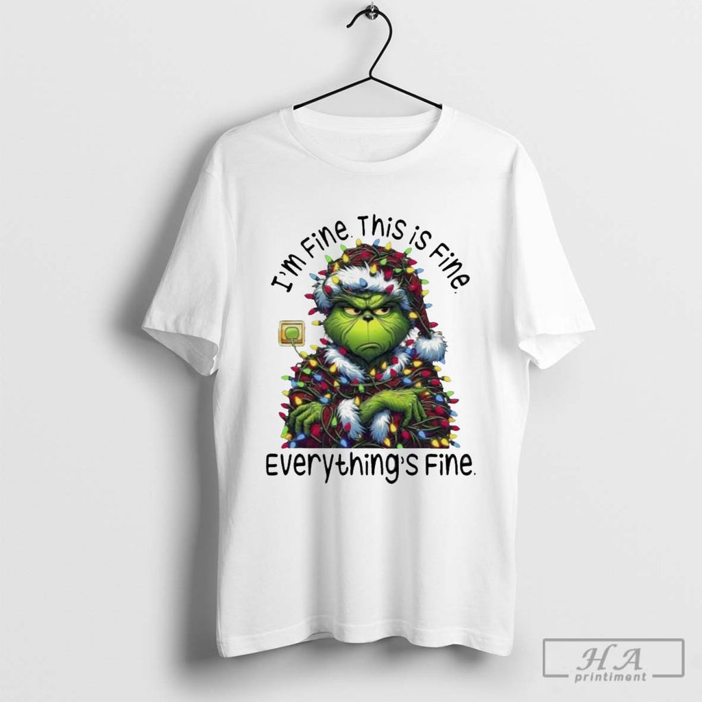 Official Im Fine This Is Fine Everythings Fine Santa Grinch Christmas Light 2024