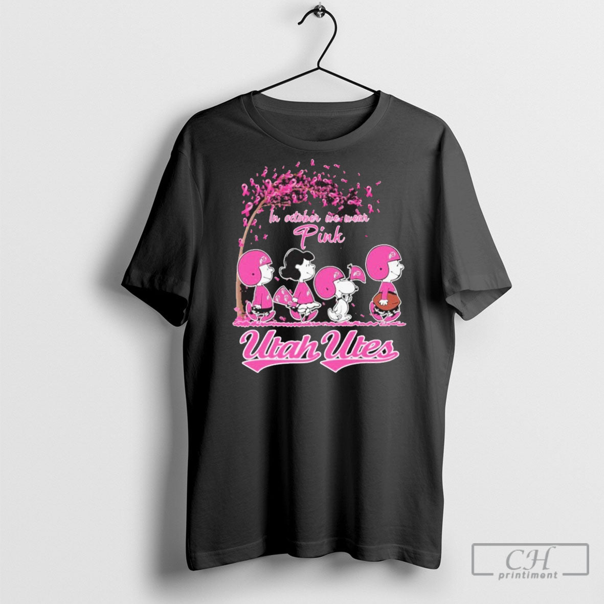 Official In October We Wear Pink Peanuts Utah Utes Shirt Sweater
