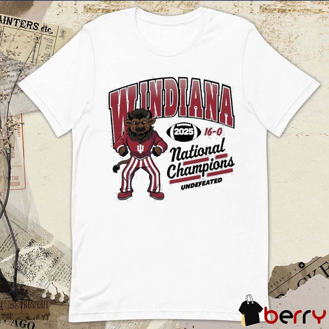 Indiana Hoosiers 2025 CFP National Champions Undefeated WINDIANA 16-0 t-shirt