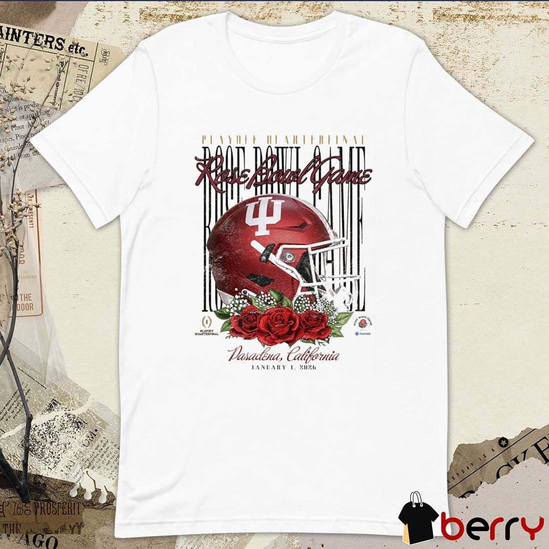 Indiana Hoosiers 2026 Playoff Quarterfinal Rose Bowl Game Pasadena CA Jan 1 Helmet t-shirt