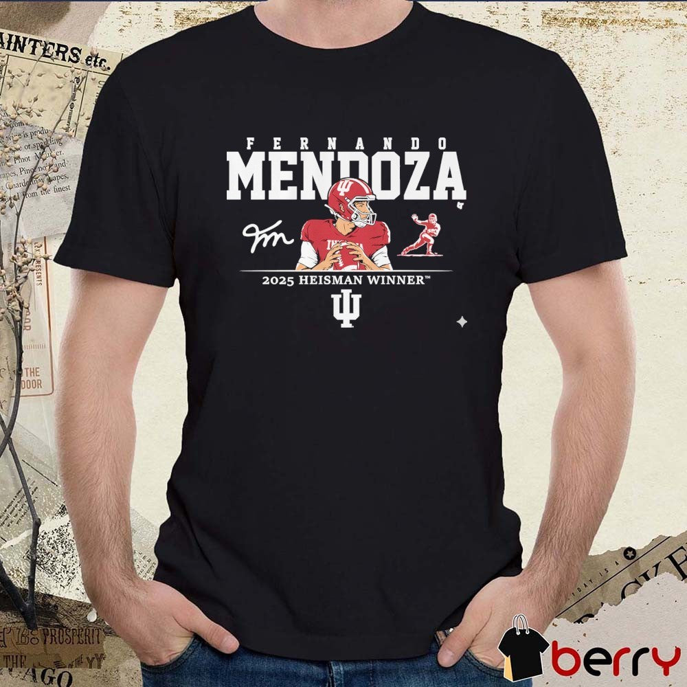 Indiana Hoosiers Football Fernando Mendoza 2025 Heisman Winner Signature t-shirt