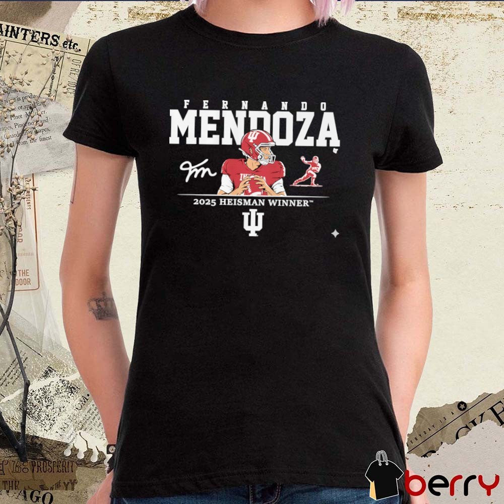 Indiana Hoosiers Football Fernando Mendoza 2025 Heisman Winner Signature t-shirt