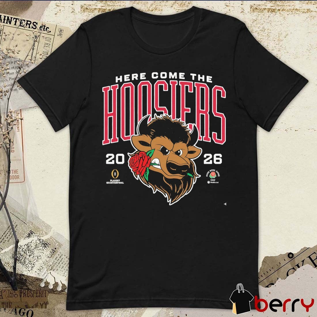 Indiana Hoosiers Here Come the Hoosiers 2026 CFP Rose Bowl Game t-shirt