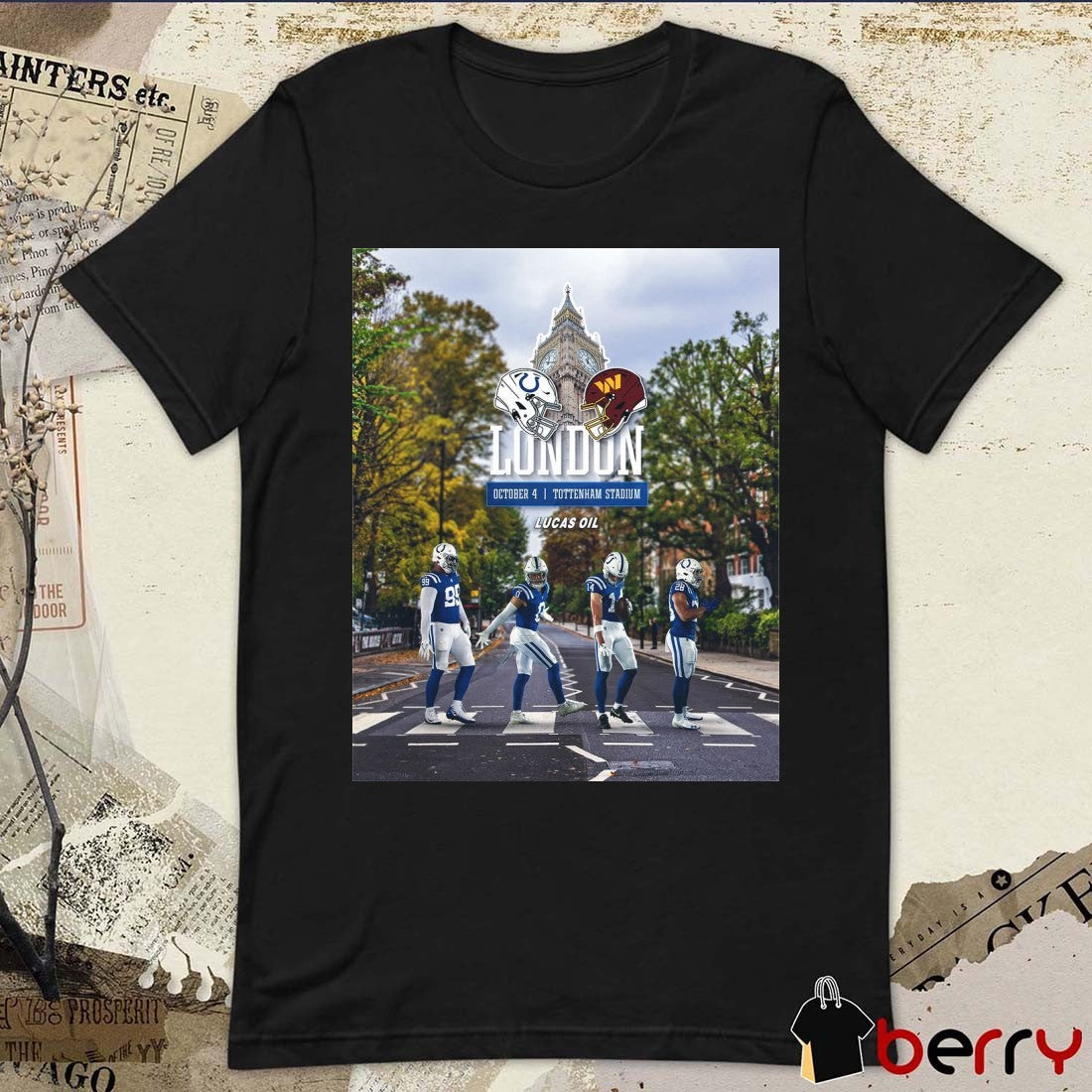 Indianapolis Colts vs. Washington Commanders 2026 NFL Season October 4 Tottenham Hotspur Stadium Poster t-shirt