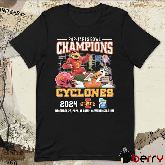Iowa State Cyclones Pop Tarts Bowl Champions 2024 December 28 2024 At Camping World Stadium Mascot t-shirt