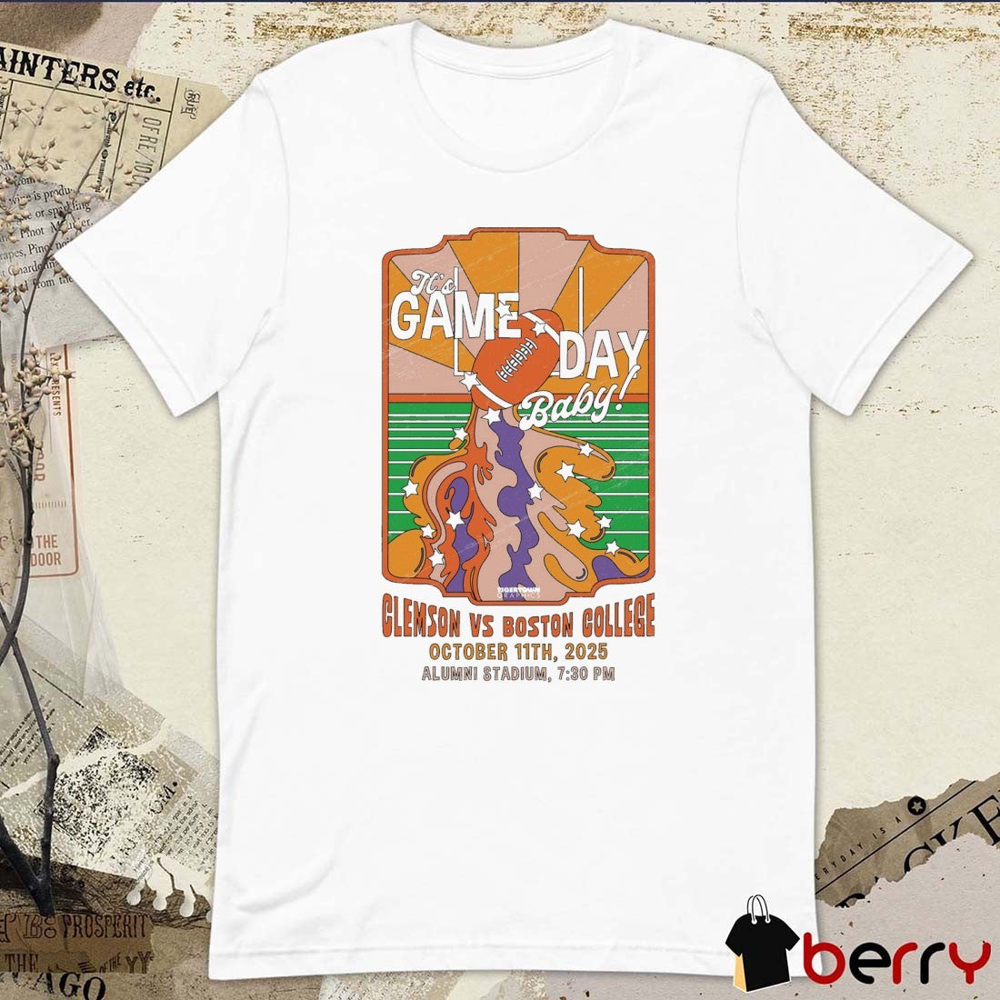 It’s Game Day Baby Clemson Tigers Vs Boston College Eagles October 11 2025 Alumni Stadium t–shirt