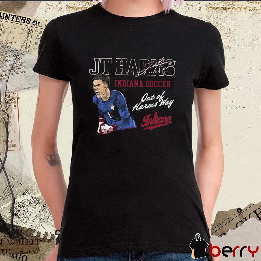 JT Harms Indiana Hoosiers Soccer Illustrated Crimson Out Of Harms Way t-shirt