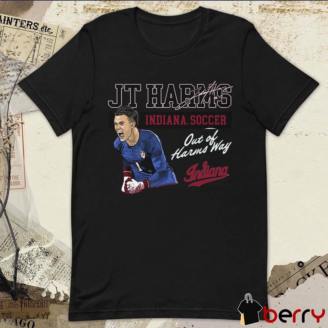 JT Harms Indiana Hoosiers Soccer Illustrated Crimson Out Of Harms Way t-shirt