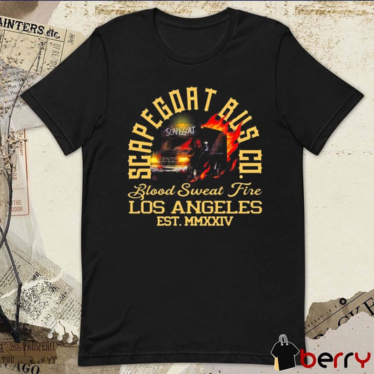 Jack Perry Scapegoat Bus Co. Blood Sweat Fire Los Angeles t-shirt