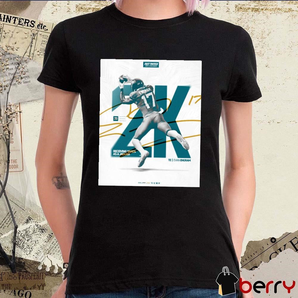 Jacksonville Jaguars Evan Engram 2k Receiving Yards As A Jaguar Signature Poster t-shirt