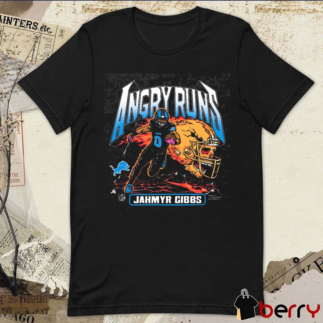 Jahmyr Gibbs Detroit Lions NFL Homage Angry Runs 2025 t-shirt