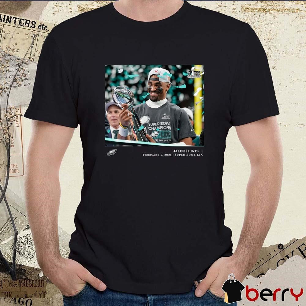 Jalen Hurts Philadelphia Eagles NFL Flash Features Super Bowl LIX Champions 2 9 2025 t-shirt