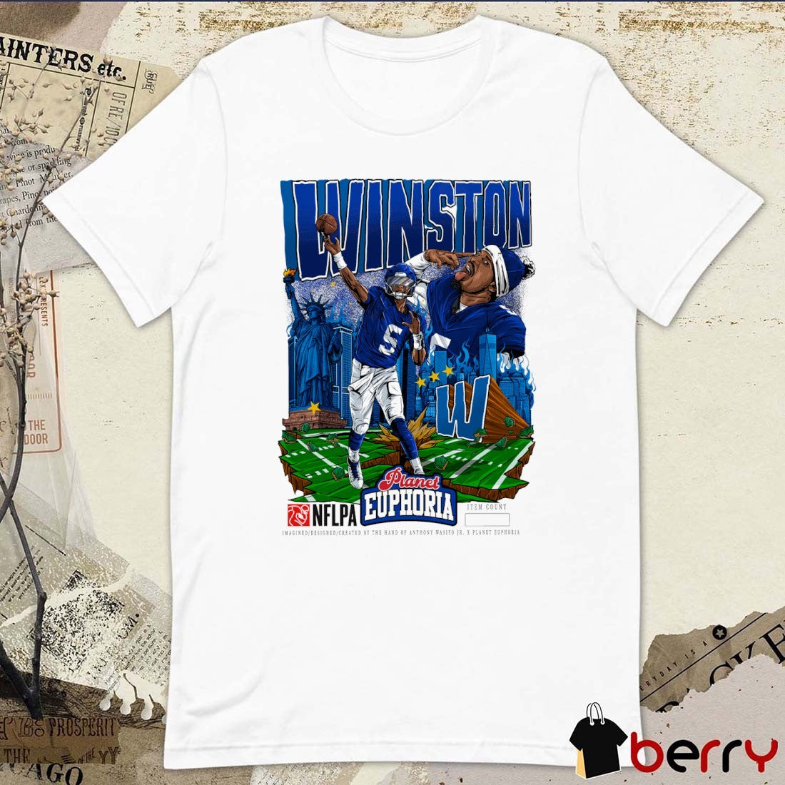 Jameis Winston New York Giants NFL Football Planet Euphoria Artwork t-shirt