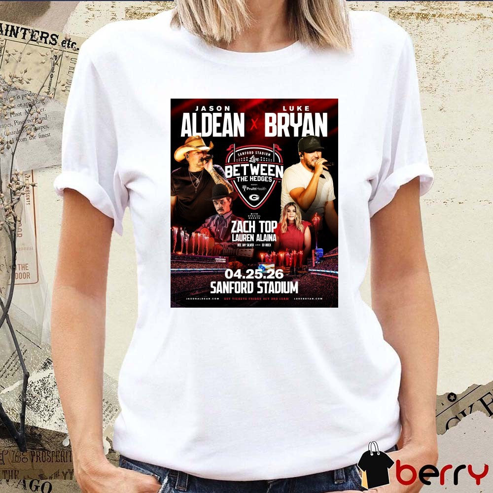 Jason Aldean Vs Luke Bryan Live Between the Hedges on April 25, 2026 Sanford Stadium Poster t-shirt