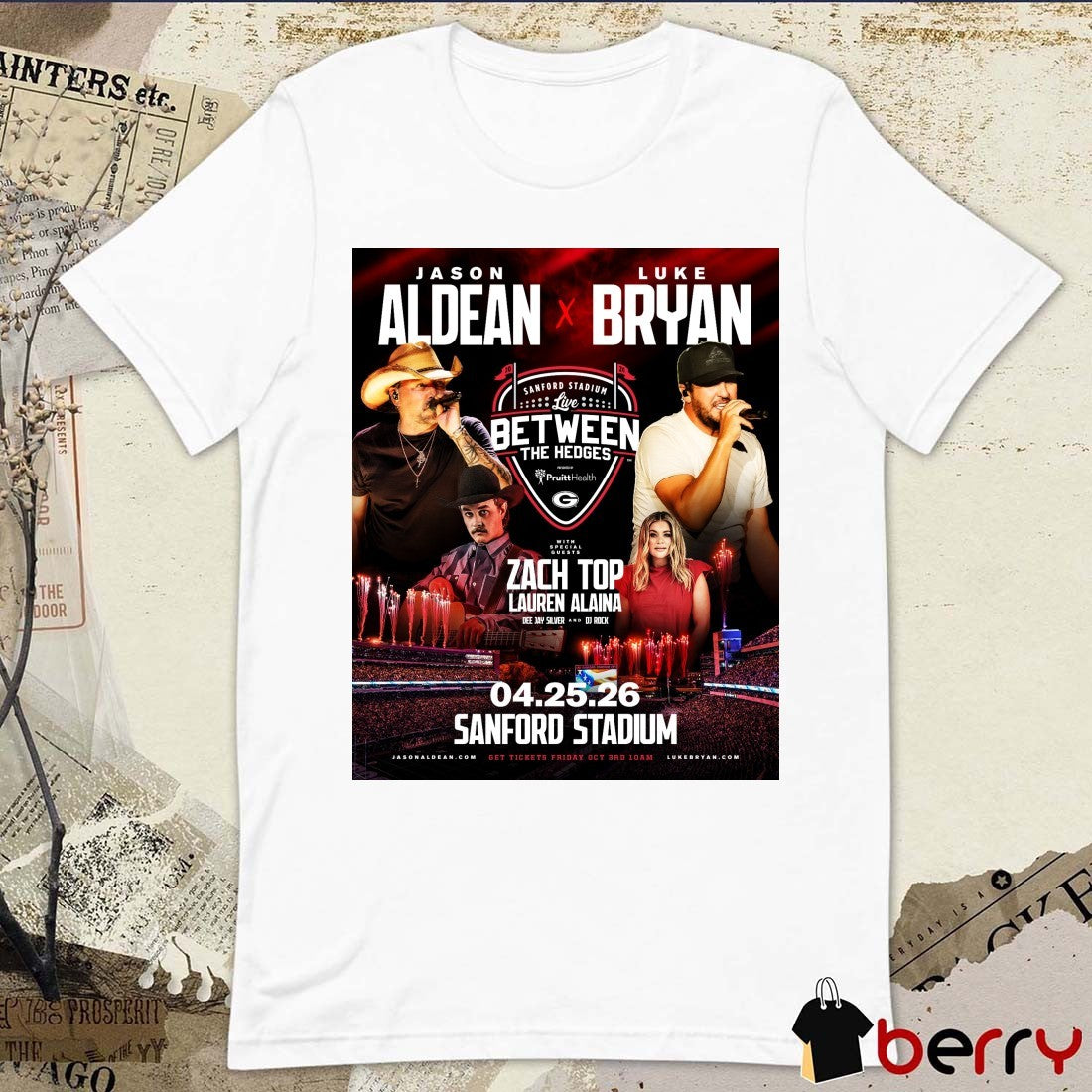 Jason Aldean Vs Luke Bryan Live Between the Hedges on April 25, 2026 Sanford Stadium Poster t-shirt