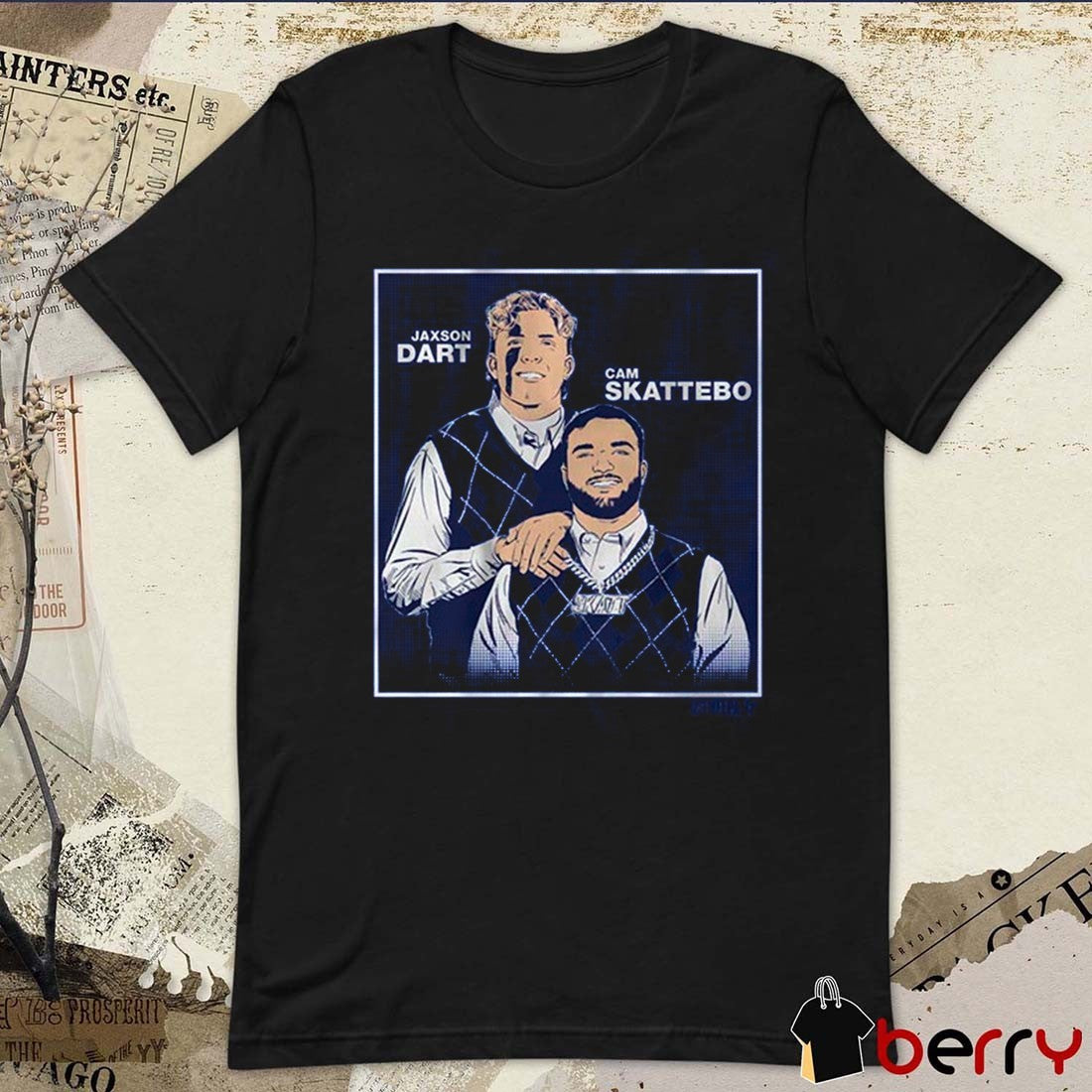Jaxson Dart and Cam Skattebo Family New York Giants NFL Portrait t-shirt