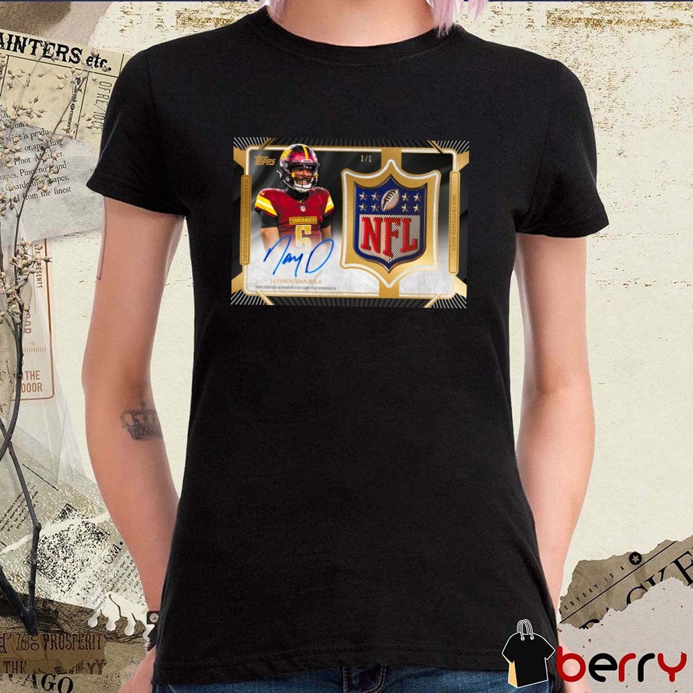 Jayden Daniels Topps Certified Autograph Issue Game Used Memorabilia NFL Shield Signature t-shirt