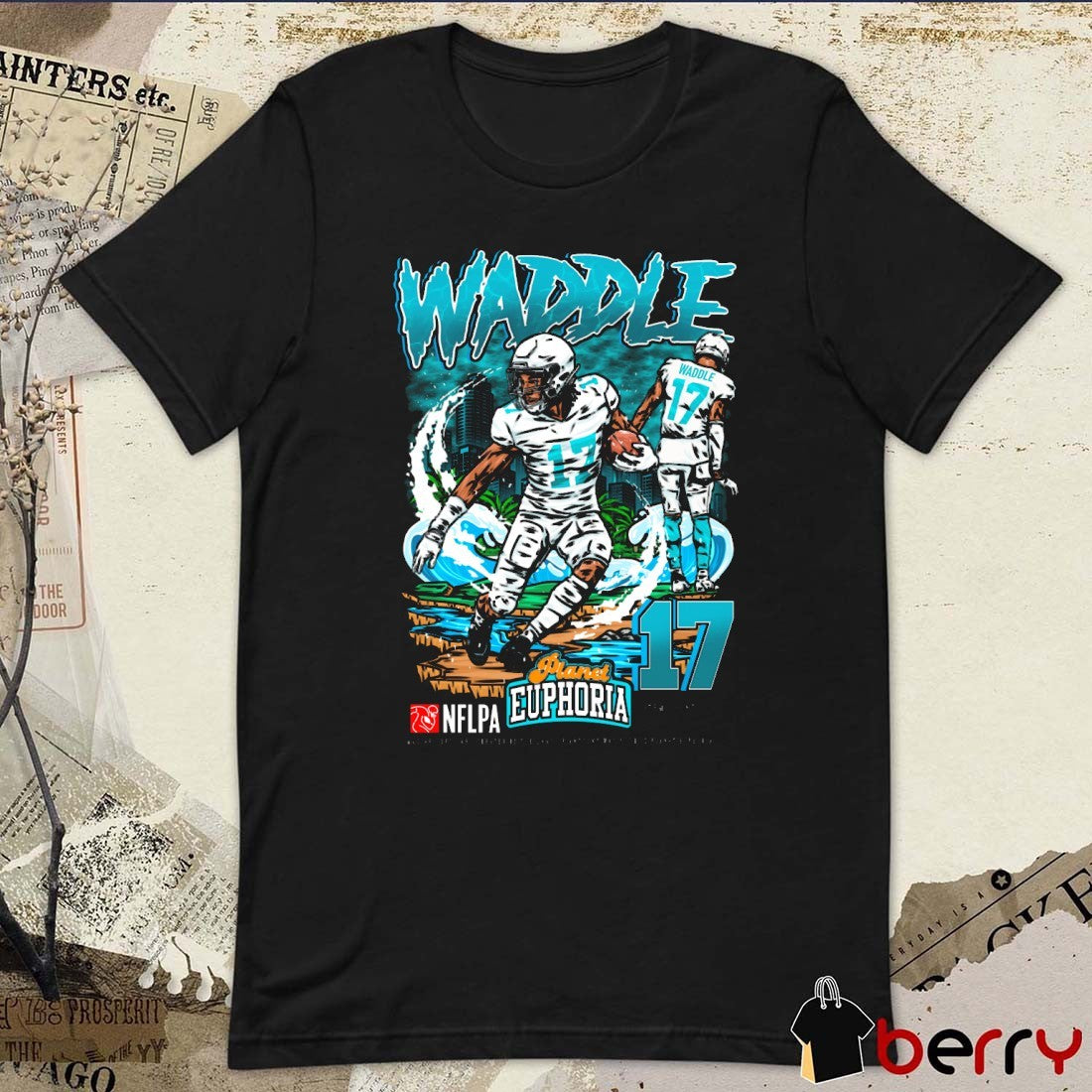 Jaylen Waddle Miami Dolphins NFL Planet Euphoria Artwork t-shirt