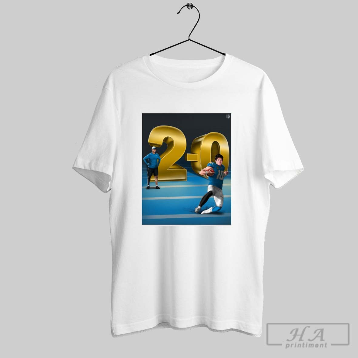 Official Jim Harbaugh And Justin Herbert Los Angeles Chargers 2 0 Start Graphic