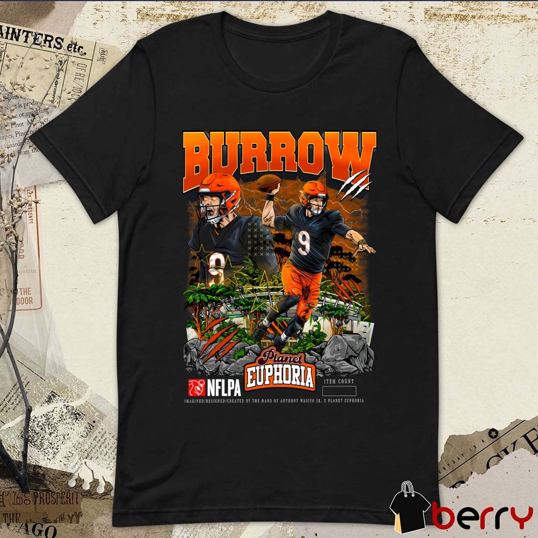 Joe Burrow Cincinnati Bengals NFLPA Football Planet Euphoria Art 2025 t-shirt