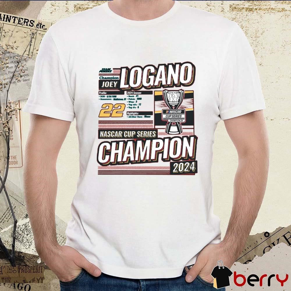 Joey Logano 2024 NASCAR Cup Series Champion 3X Backer Team Penske t-shirt