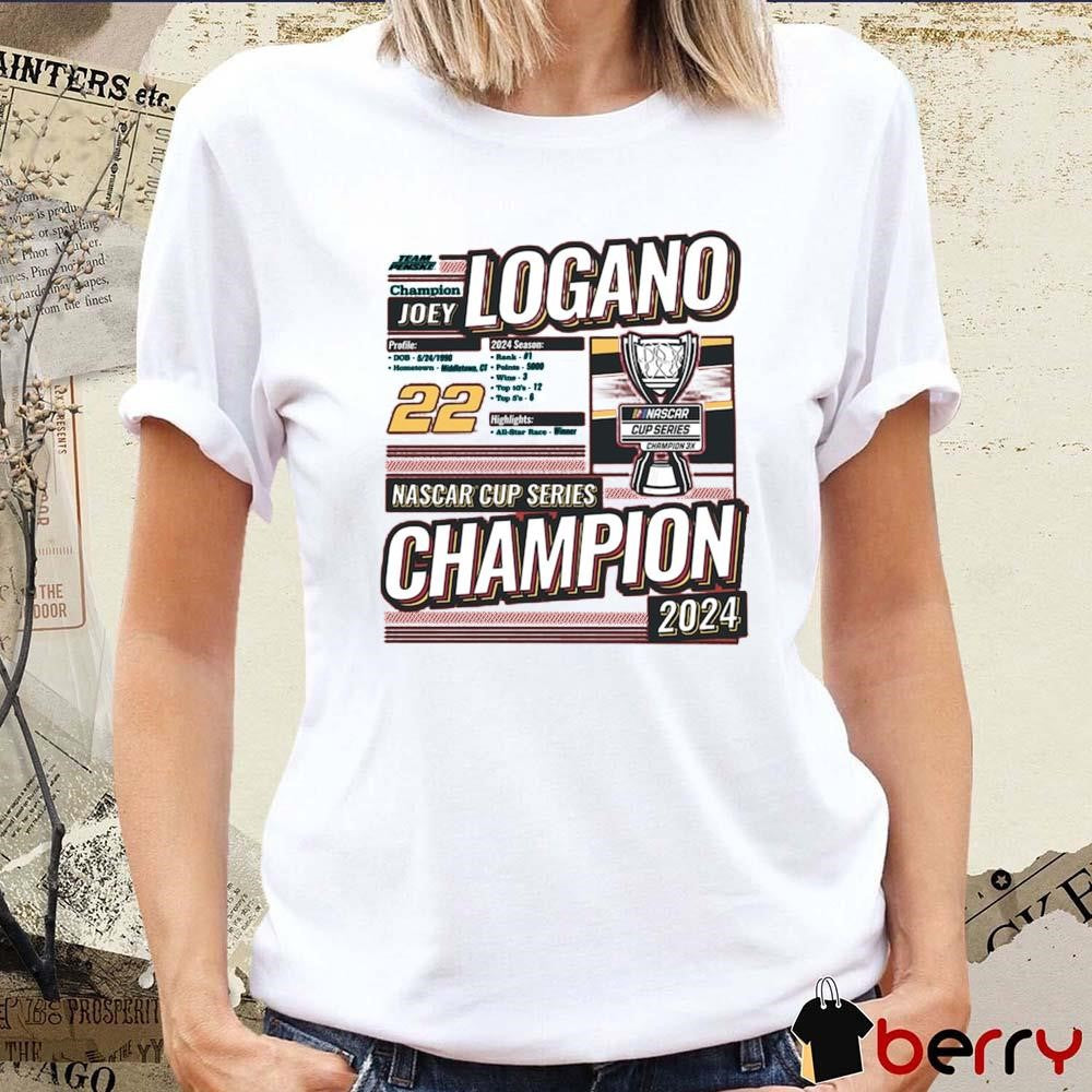 Joey Logano 2024 NASCAR Cup Series Champion 3X Backer Team Penske t-shirt