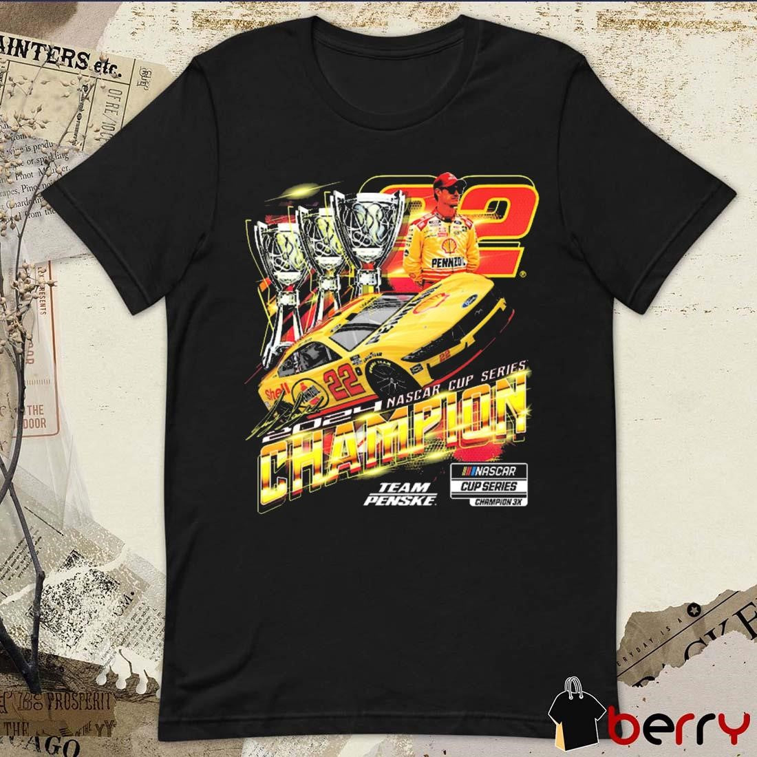 Joey Logano 2024 NASCAR Cup Series Champion Car Champion 3X Team Penske Signature t-shirt