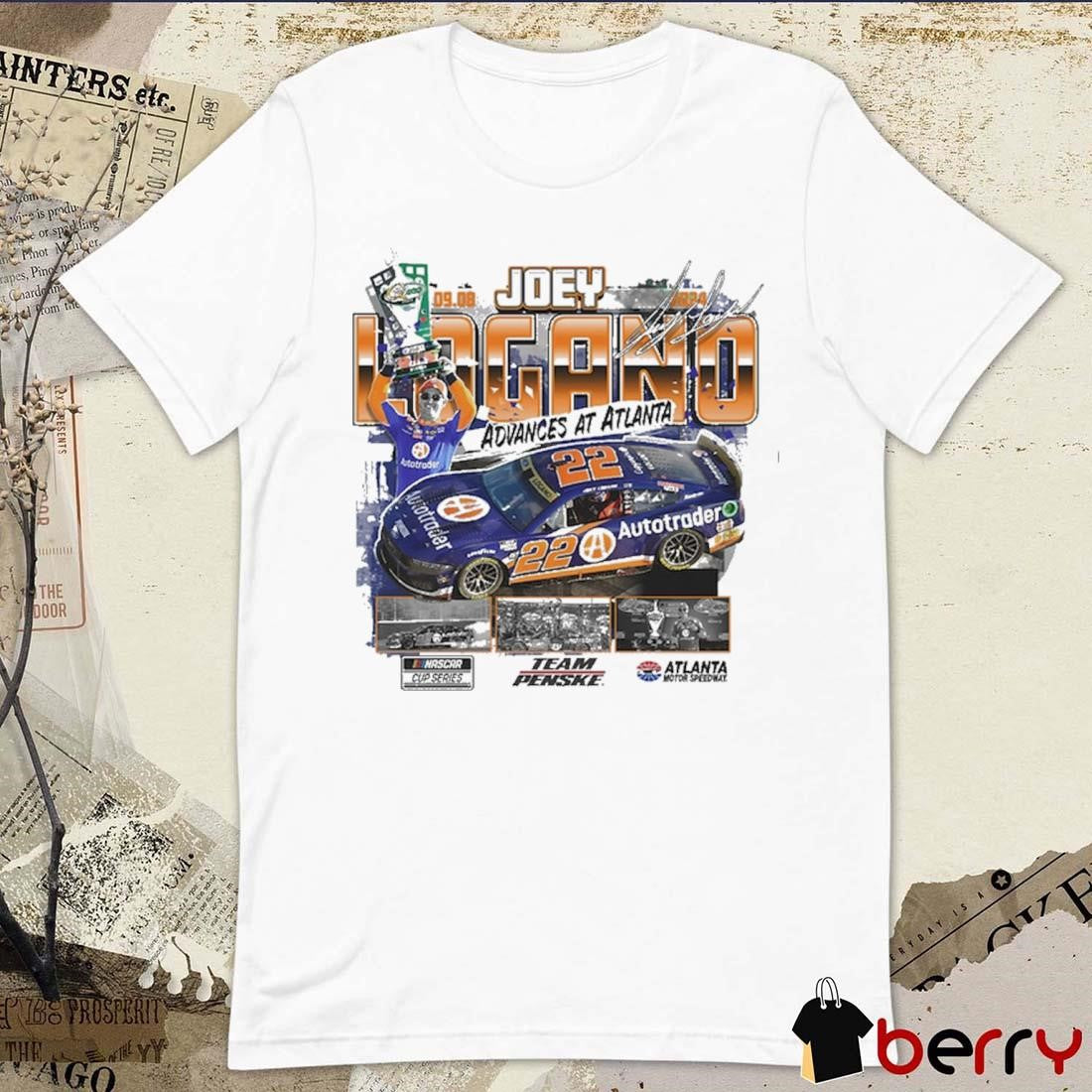 Joey Logano Checkered Flag Sports 2024 Quaker State 400 Race Winner Advances At Atlanta Signature t-shirt