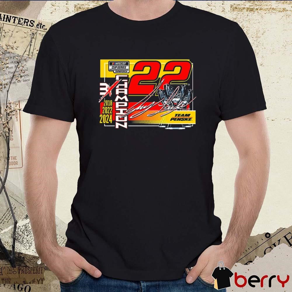 Joey Logano Team Penske 2024 NASCAR Cup Series Champion 3X Lifestyle Signature 2018-2024 t-shirt
