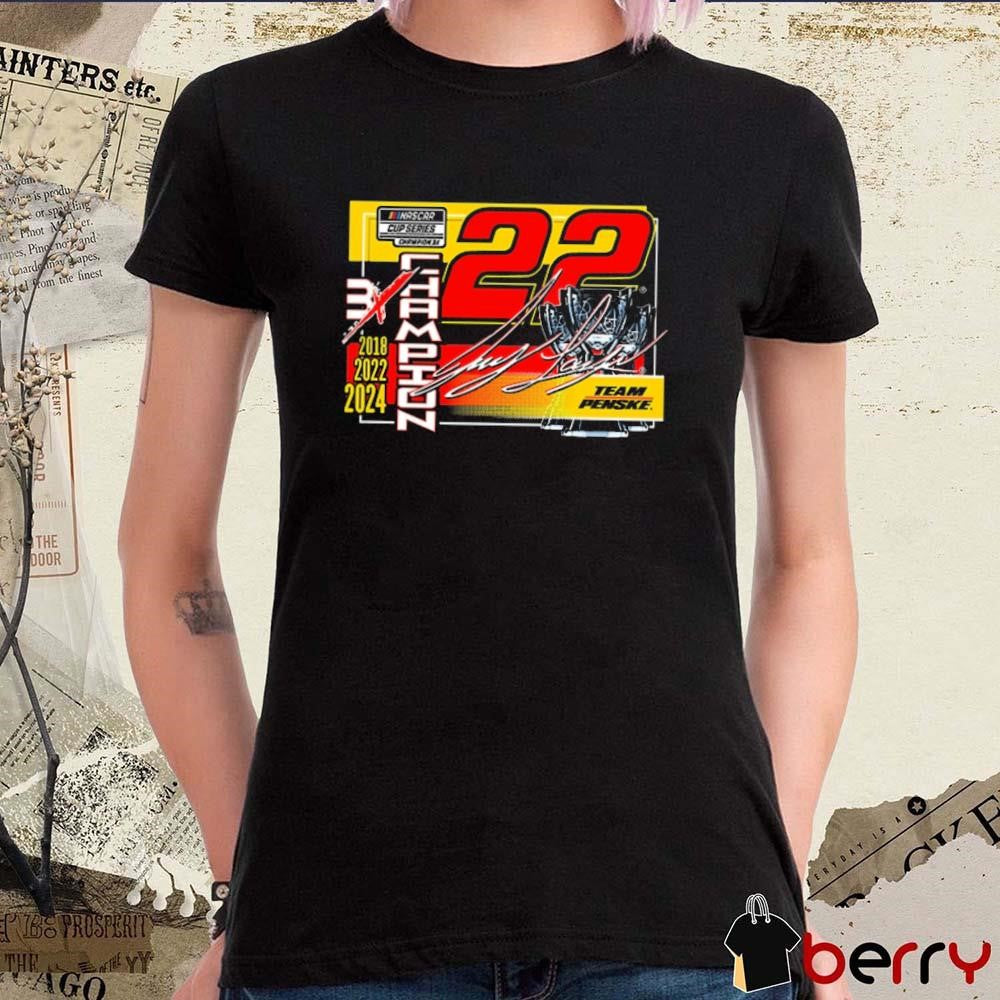 Joey Logano Team Penske 2024 NASCAR Cup Series Champion 3X Lifestyle Signature 2018-2024 t-shirt