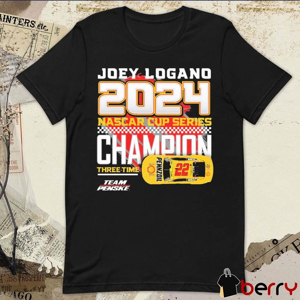 Joey Logano Team Penske NASCAR Cup Series Champion Three-Time Car t-shirt