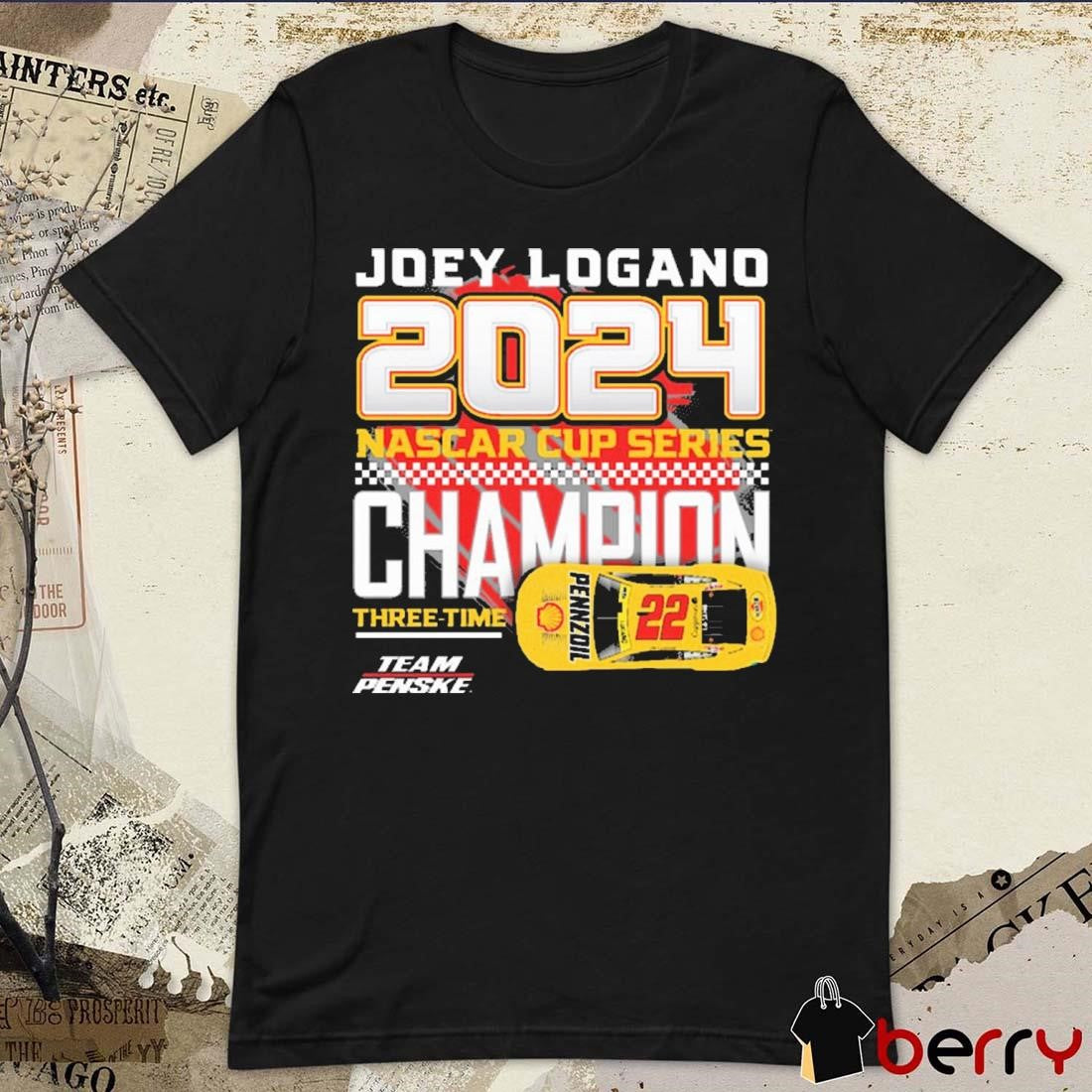 Joey Logano Team Penske NASCAR Cup Series Champion Three-Time Car t-shirt