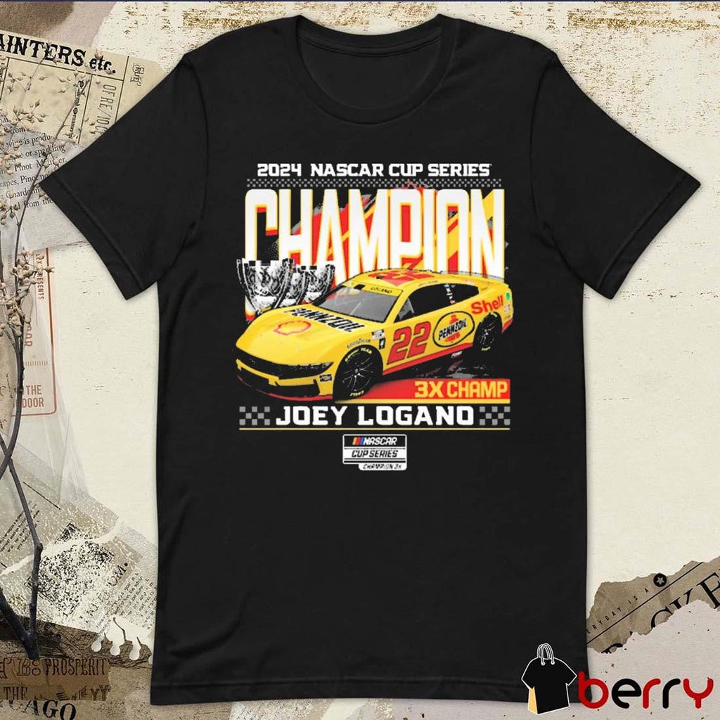 Joey Logano Team Penske Three-Time NASCAR Cup Series Champion 3X Car t-shirt