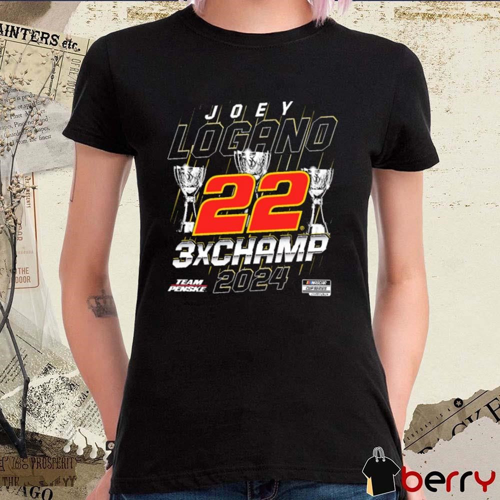 Joey Logano Team Penske Three-Time NASCAR Cup Series Champion 3X Champ Trophy t-shirt