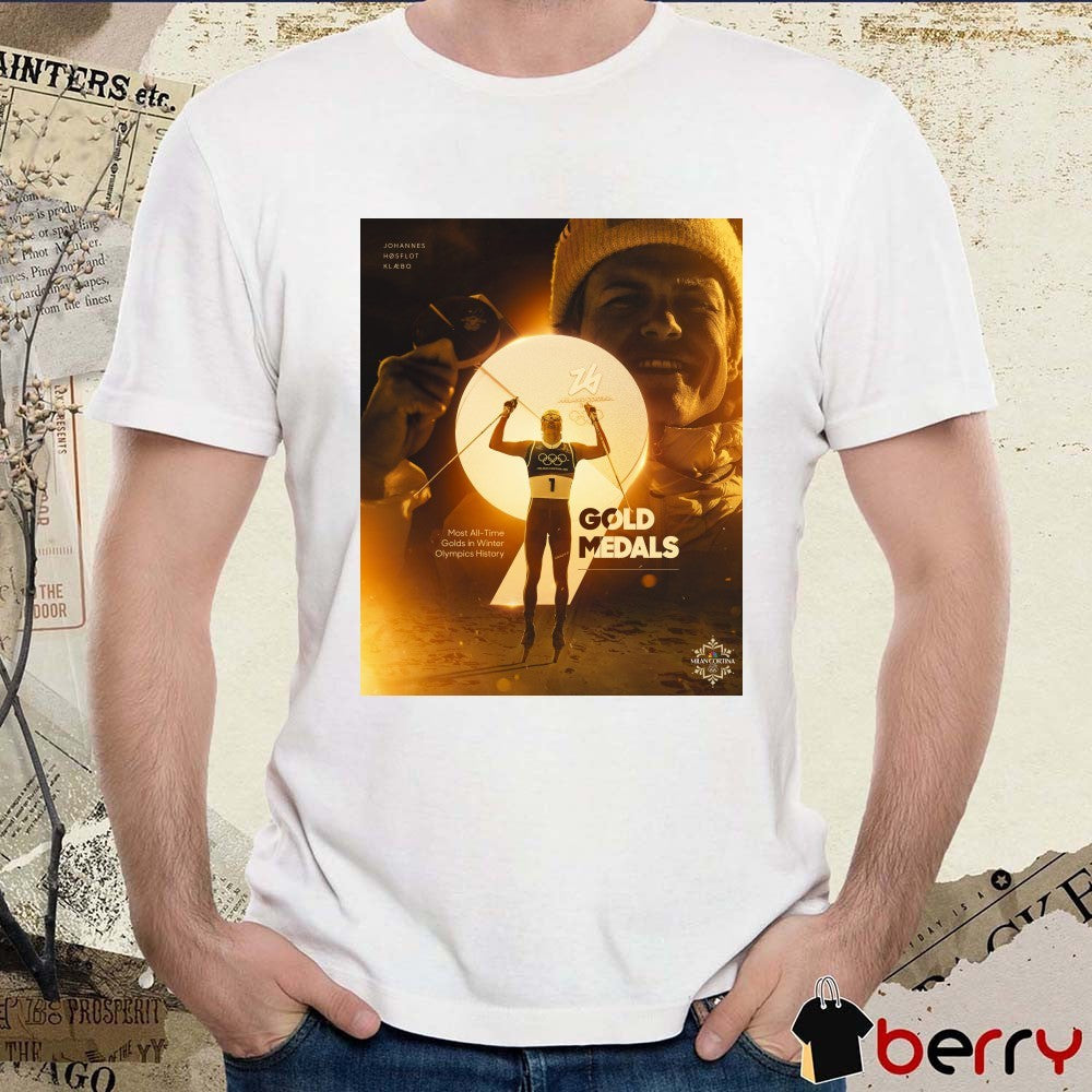 Johannes Hoesflot Klaebo Climbs To Winter Olympics History Gold Medals t-shirt