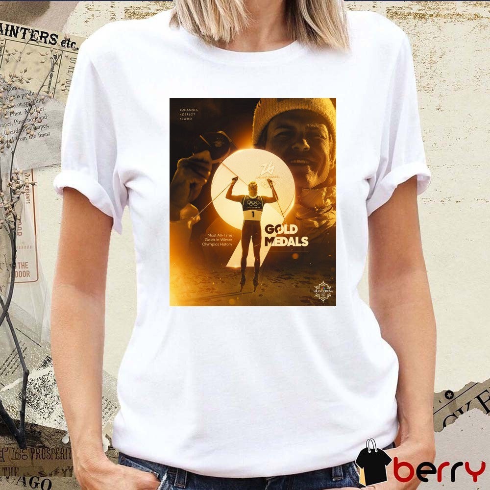 Johannes Hoesflot Klaebo Climbs To Winter Olympics History Gold Medals t-shirt