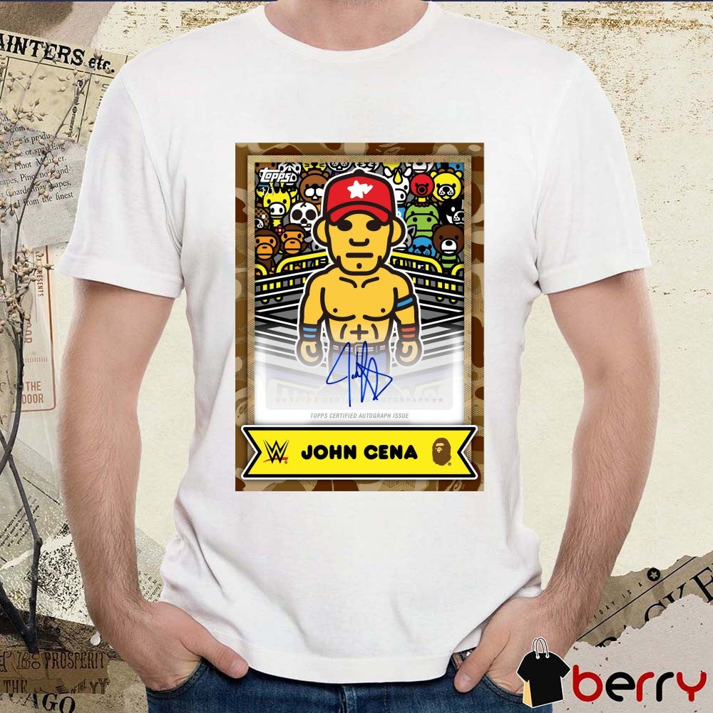 John Cena WWE x BAPE x Topps Certified Autograph Issue Signature t-shirt