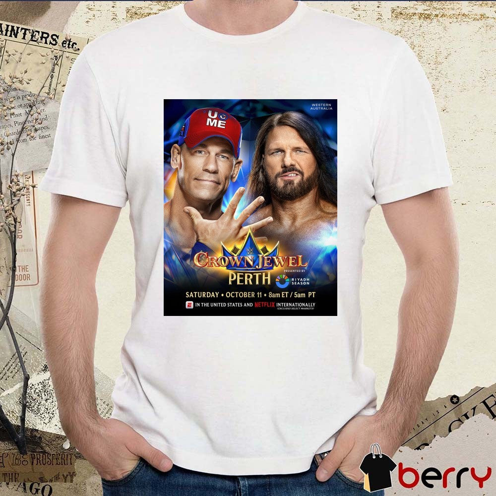 John Cena and AJ Styles WWE Crown Jewel in Perth, Western Australia Saturday, October 11 2025 Poster t-shirt