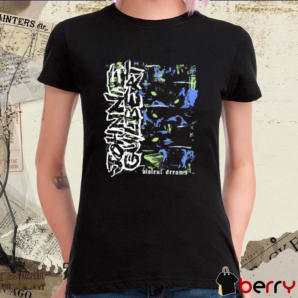 Johnnieguilbert Violent Dream Wolf Blue Green t-shirt