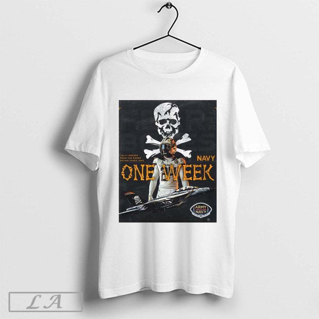 Official Jolly Rogers Fear The Bones Est 1943 Navy Midshipmen One Week Army Navy Americas Game 2024 Poster