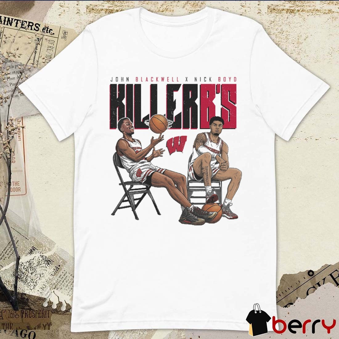 Jonathan Blackwell x Nick Boyd Killer B’s Wisconsin Badgers Basketball t-shirt