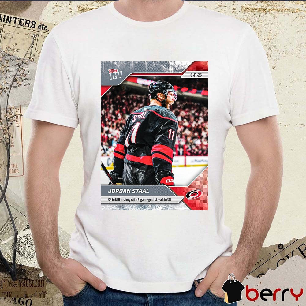 Jordan Staal 5th In NHL History With 5-game Goal Streak In SCF 2025-26 NHL Topps NOW t-shirt
