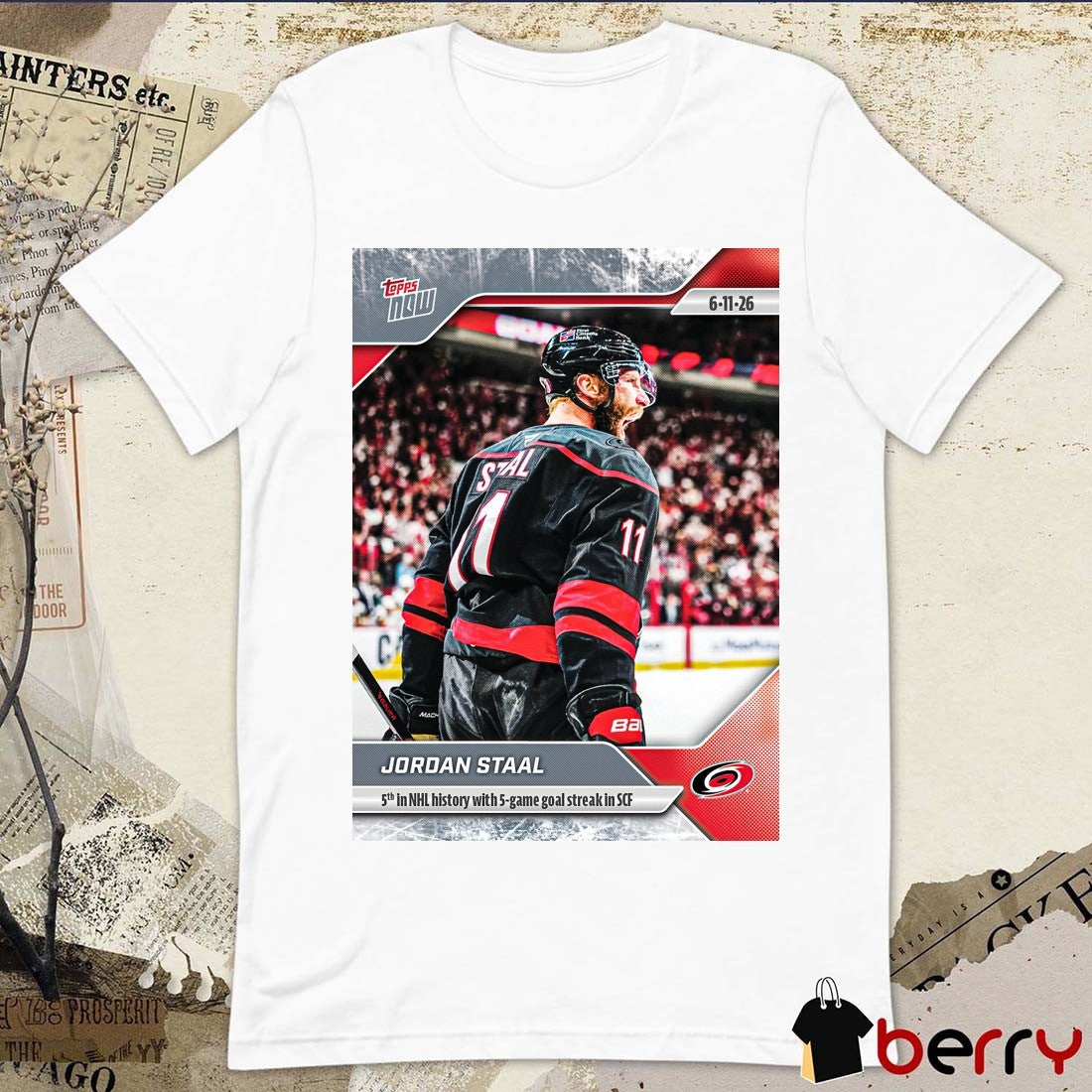 Jordan Staal 5th In NHL History With 5-game Goal Streak In SCF 2025-26 NHL Topps NOW t-shirt