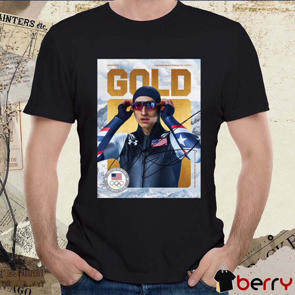 Jordan Stolz Long Track Speed Skating Men’s 500m Gold Medal Signature t-shirt