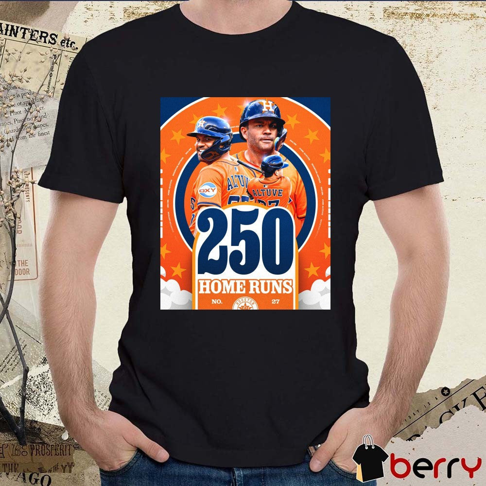 Jose Altuve Houston Astros MLB 250th Career Home Run And 250 Stolen Bases Number 27 Poster t-shirt