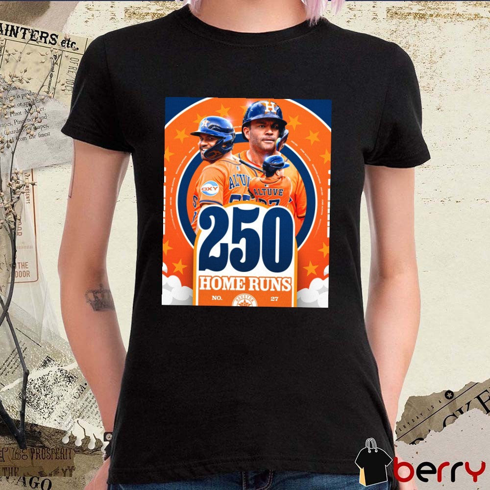 Jose Altuve Houston Astros MLB 250th Career Home Run And 250 Stolen Bases Number 27 Poster t-shirt