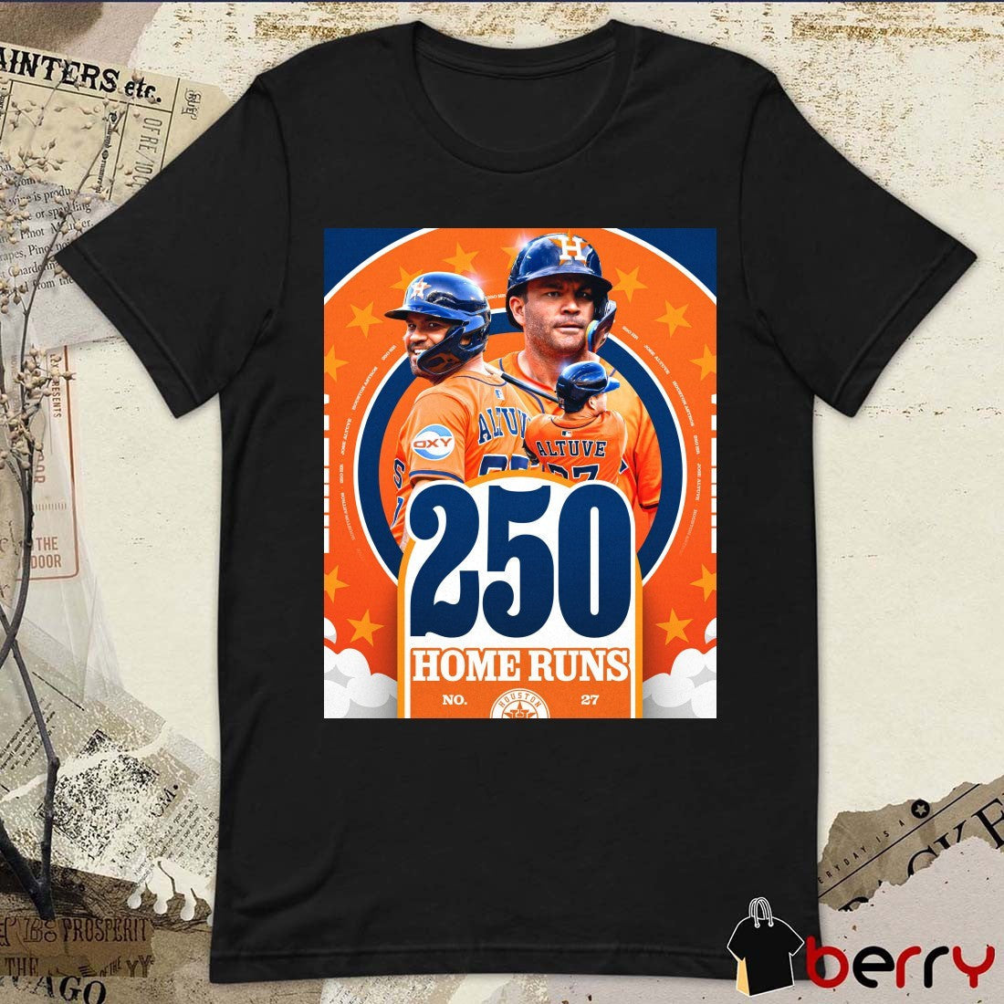 Jose Altuve Houston Astros MLB 250th Career Home Run And 250 Stolen Bases Number 27 Poster t-shirt