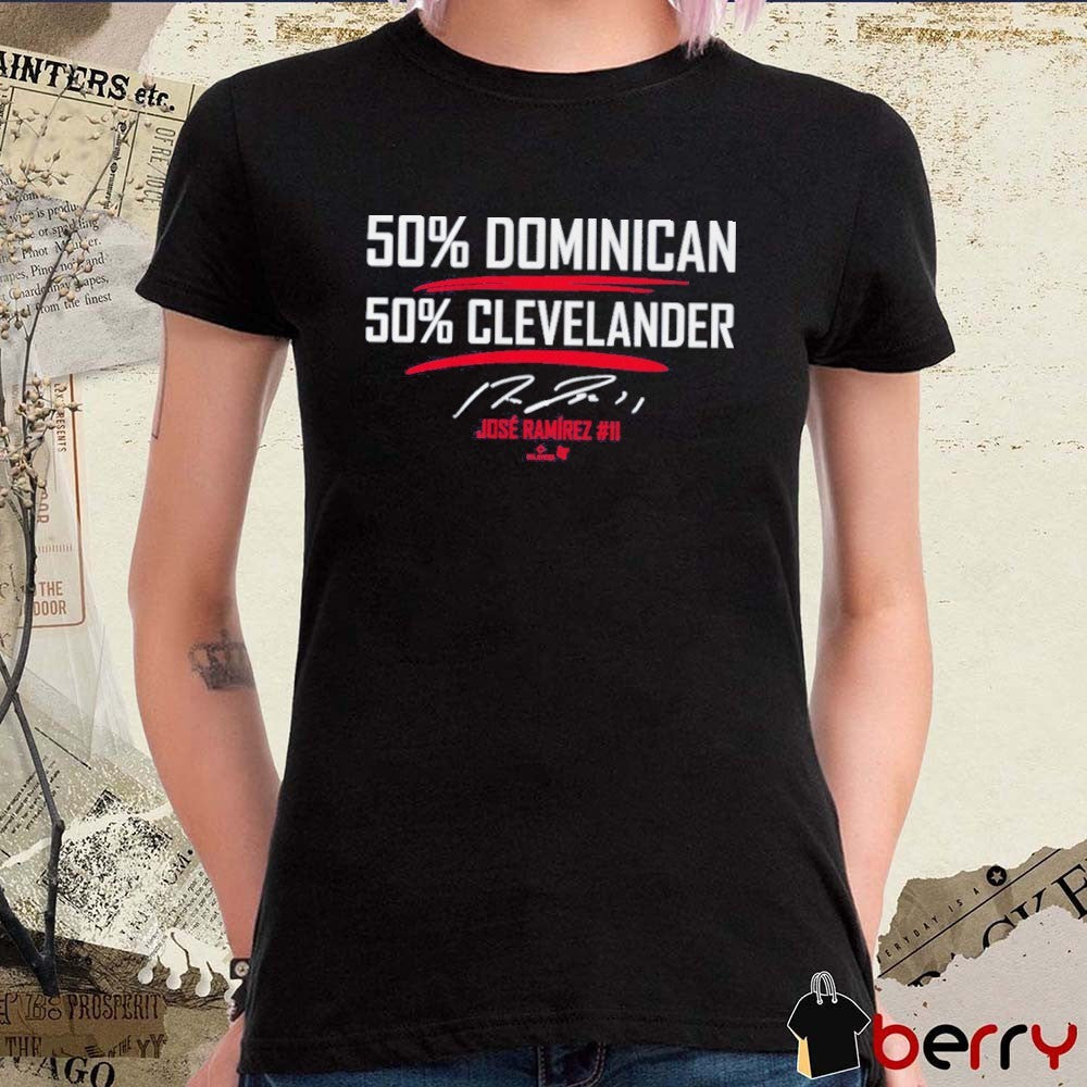 Jose Ramirez 50% Dominican-50% Clevelander Cleveland Guardians Signature t-shirt